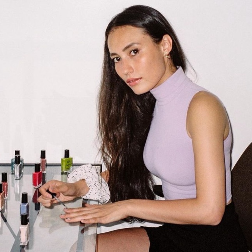Los Angeles Apparel turtleneck sleeveless crop top XS in Lavender